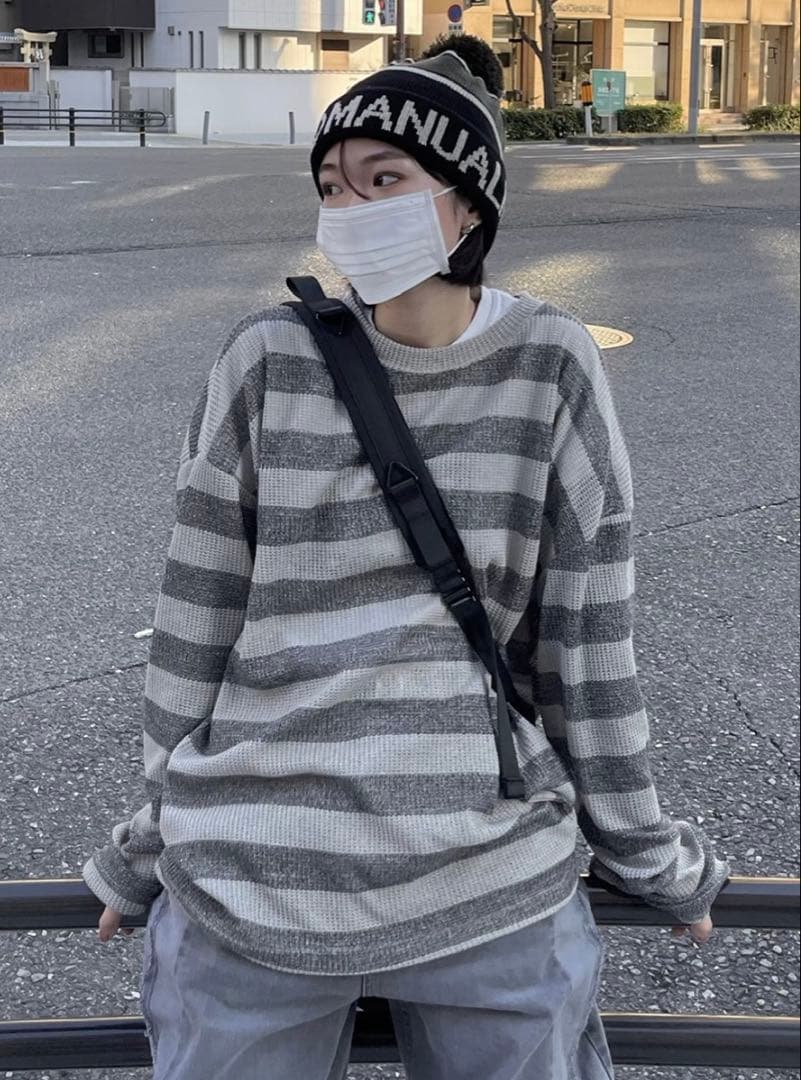 XU Chikashitsu+ ALUDE border sheer knit — image 2