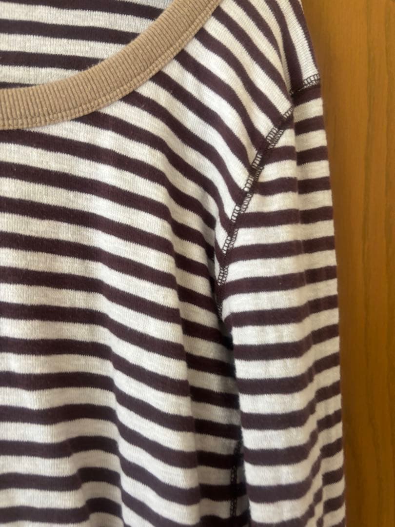 CHERI ボーダー長袖Tシャツ ダークブラウン オフホワイト Ｍ — image 2
