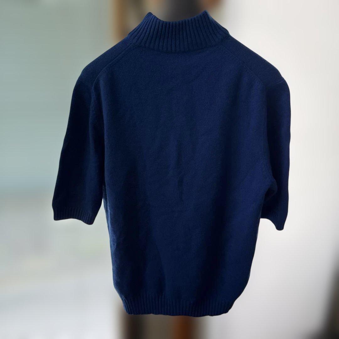 RIVAMONTI リヴァモンティ　ハーフジップ半袖ブルーニットサイズL — image 3