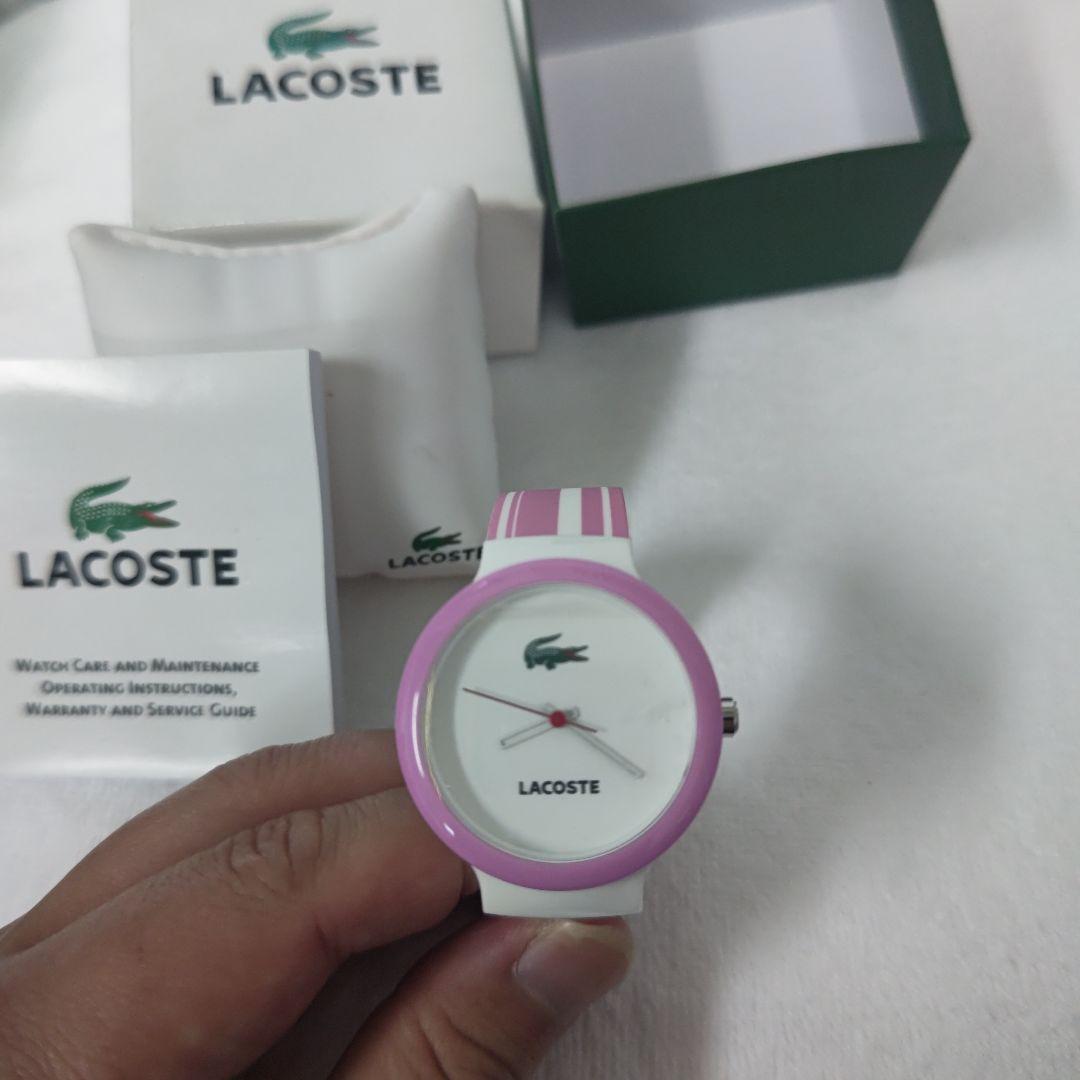 LACOSTE 腕時計 ピンク ホワイト ストライプ — image 4