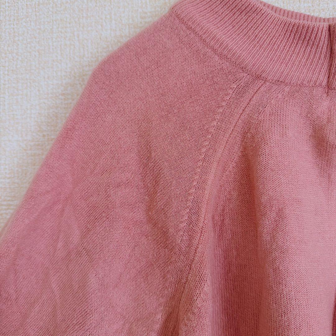 美品✨ピンク ハイネック ジップアップ ニットセーター 長袖 海外古着 春秋冬 — image 3