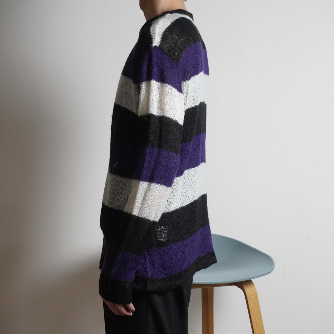 TAKEO KIKUCHI ボーダー柄ニットセーター パープル系/YW38 — image 2