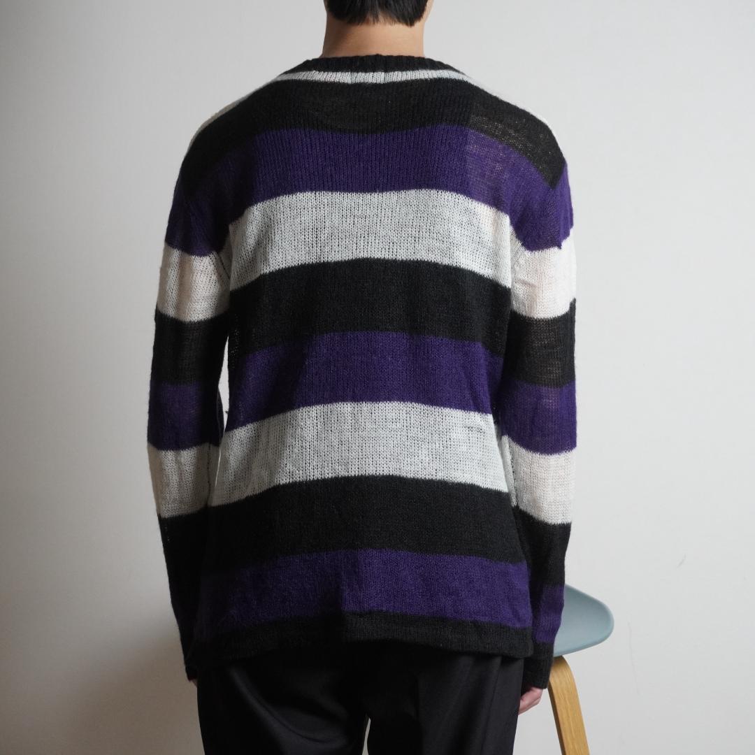 TAKEO KIKUCHI ボーダー柄ニットセーター パープル系/YW38 — image 3