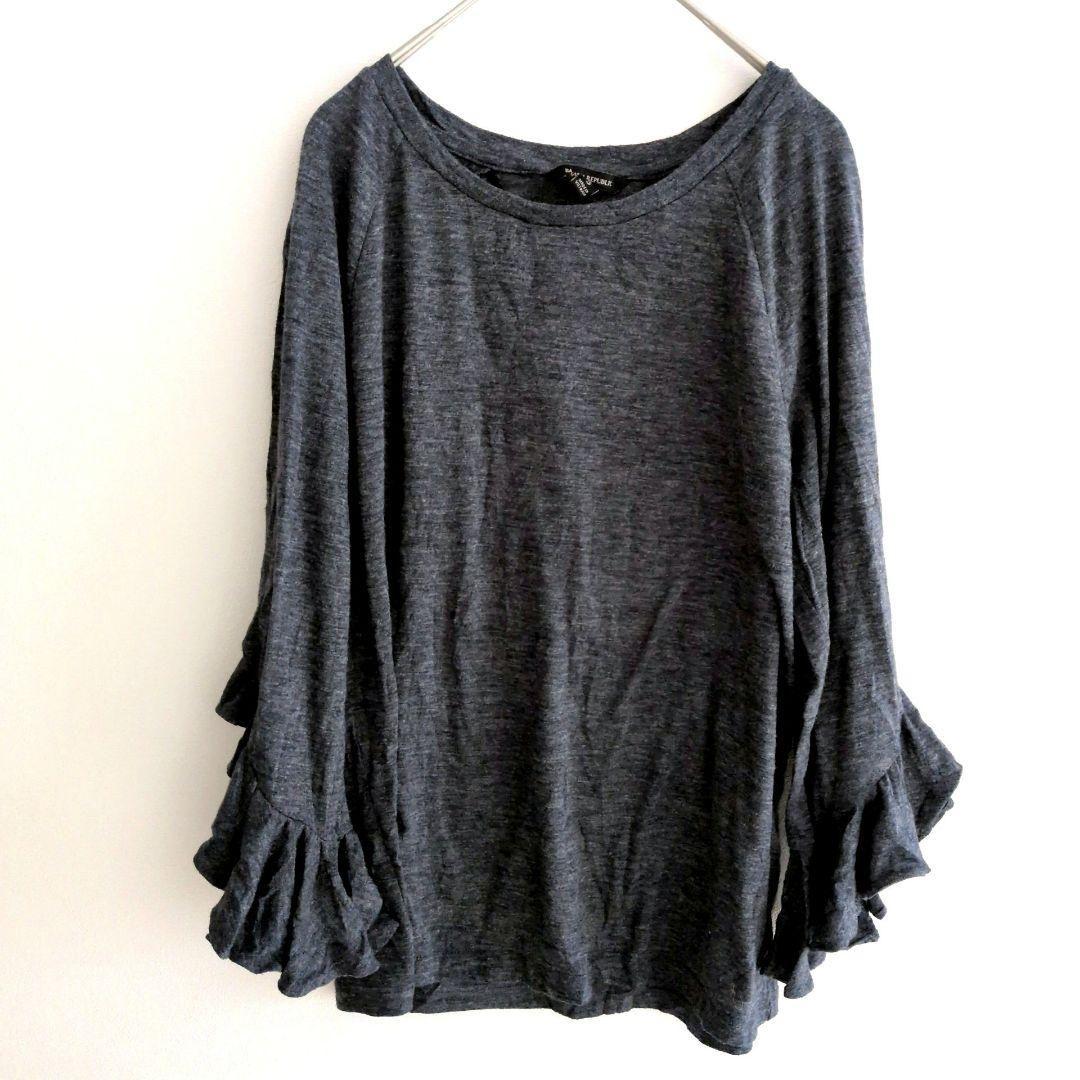 BANANA REPUBLIC 【S】 長袖 カットソー フリル グレー 無地 — image 2