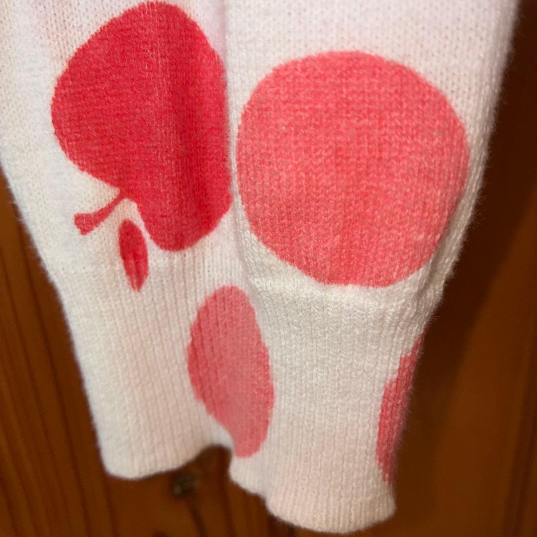 NECO リンゴ柄 カーディガン ホワイト レッド L — image 5