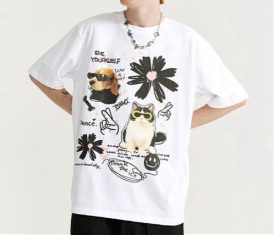 Ressaca オーバーサイズ アニマル　犬　猫　Tシャツ　Mサイズ — image 5