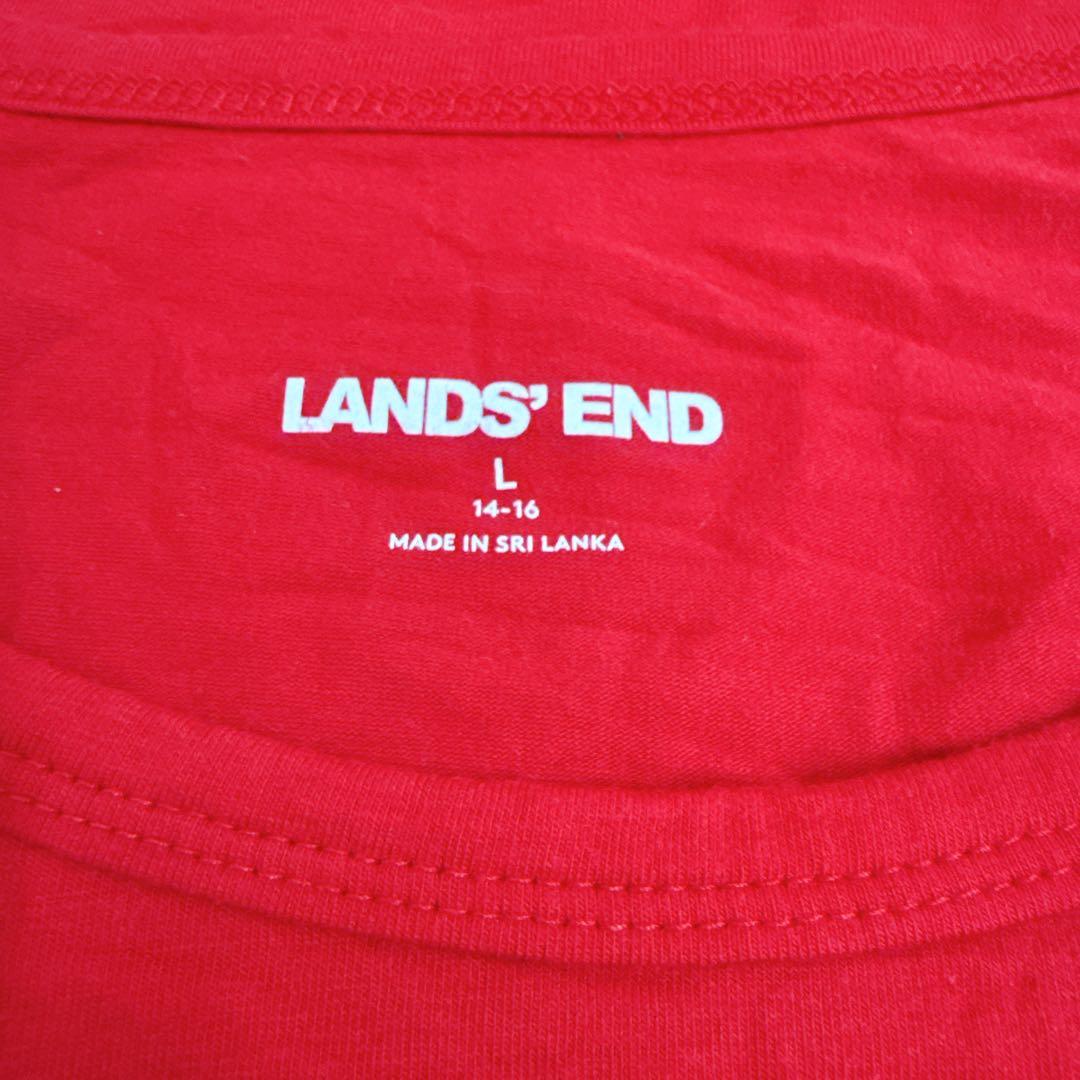 ランズエンド 長袖Tシャツ クルーネック 無地 M 赤 綿 カジュアル — image 2