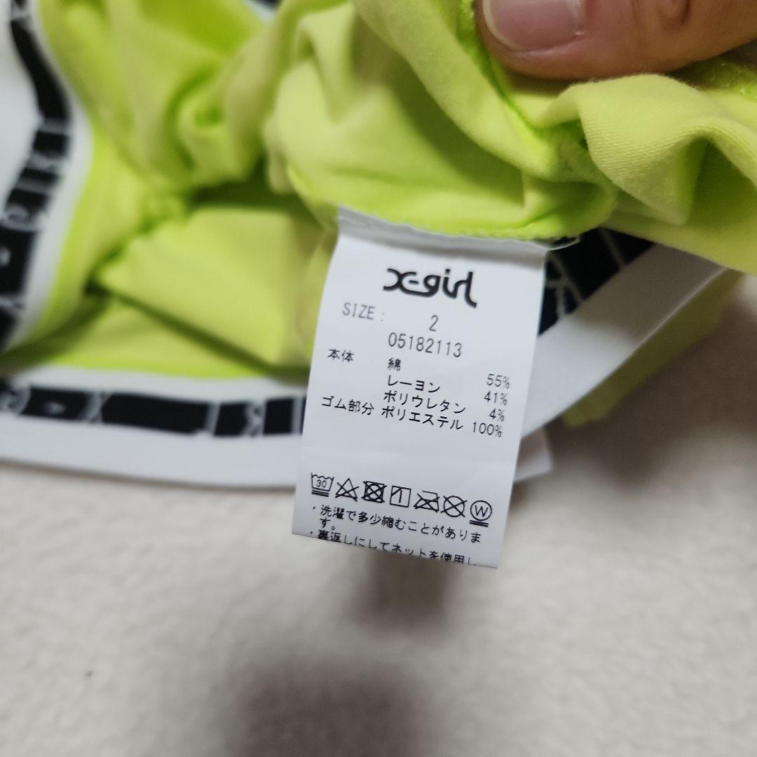 X-girl 半袖 Tシャツ ネオンイエロー ロゴテープ — image 3