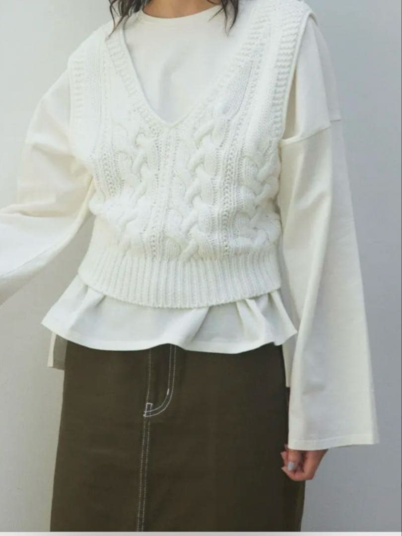 新品未使用品【ブラックバイマウジー】cable knit tank top — image 2