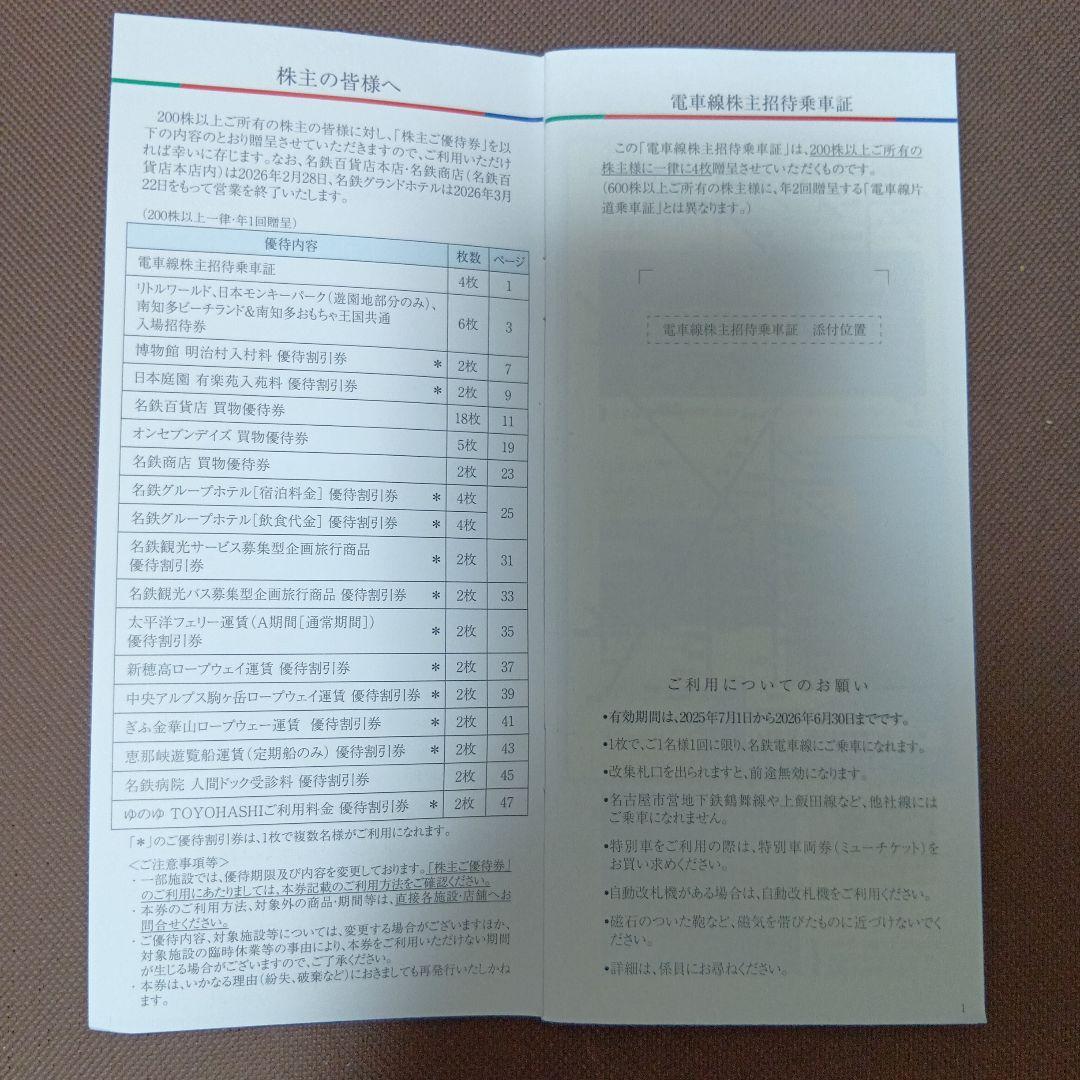 名鉄　優待　1冊 — image 2