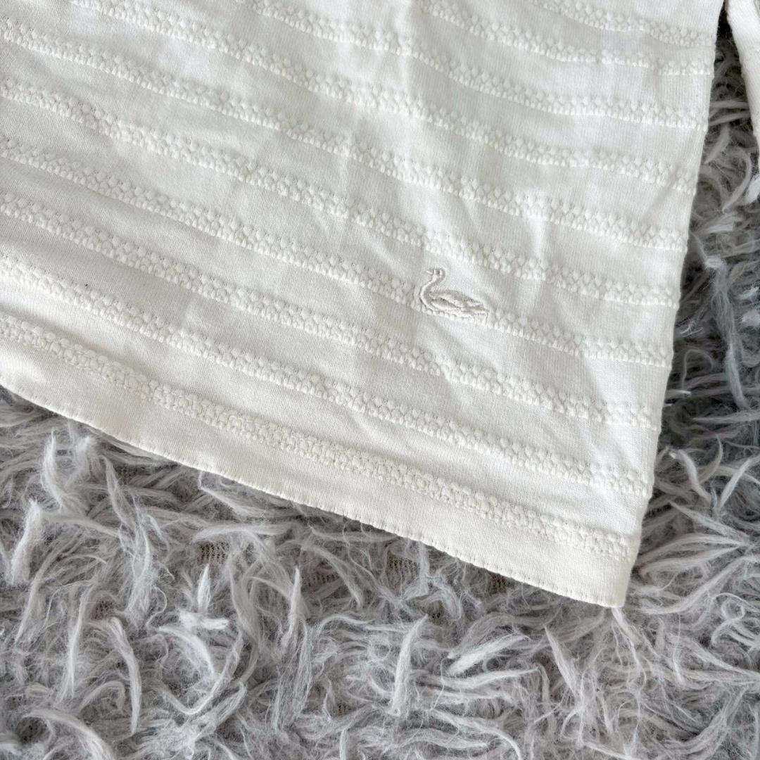 『DECOY』デコイ　ボーダー長袖Tシャツ　カットソー　ワンポイント刺繍　白　L — image 5