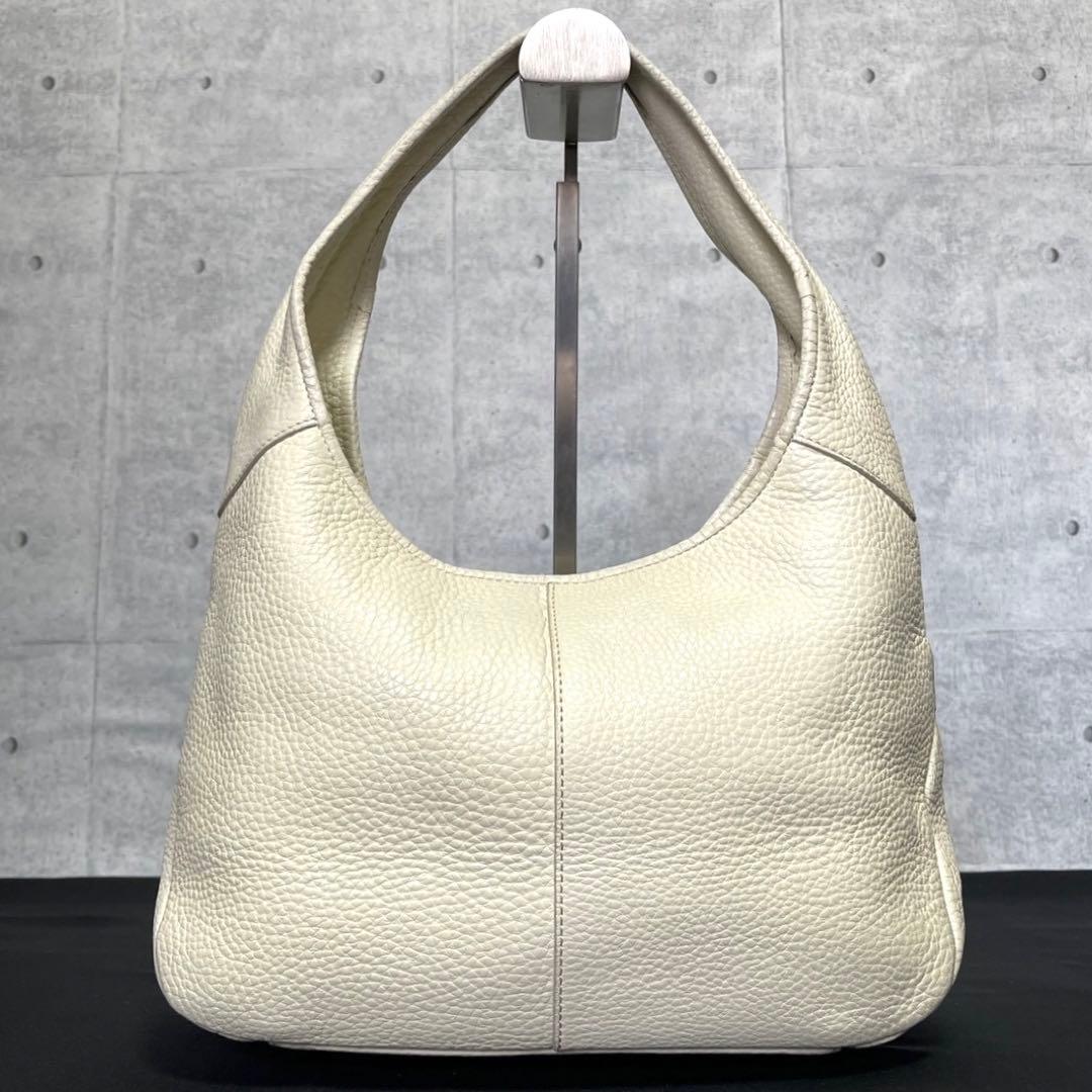 【未使用級】WAKO 銀座和光 シボ革 レザー アイボリー ワンハンドルバッグ — image 4