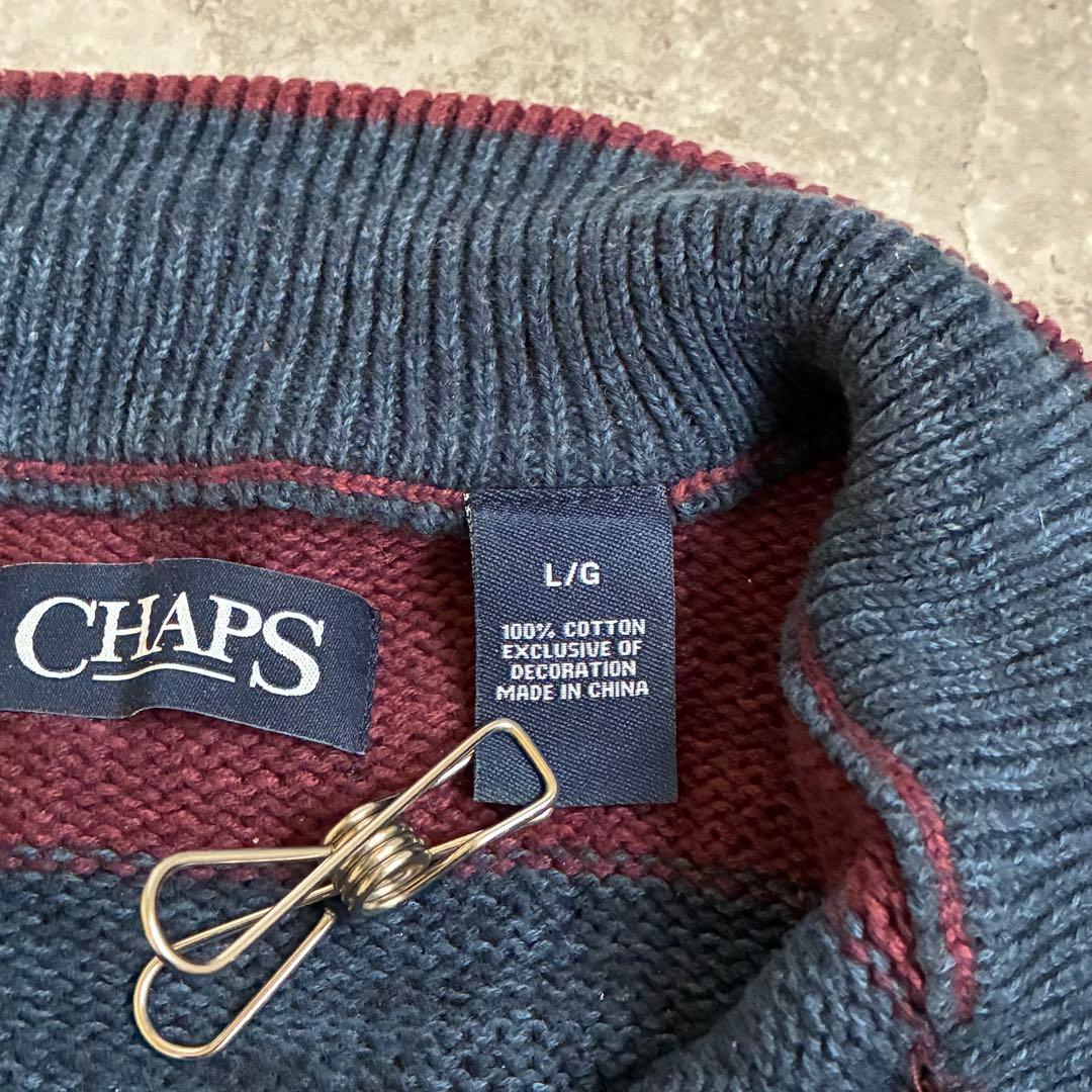 CHAPS コットン ボーダー ハーフジップ ニット セーター L アメカジ — image 4