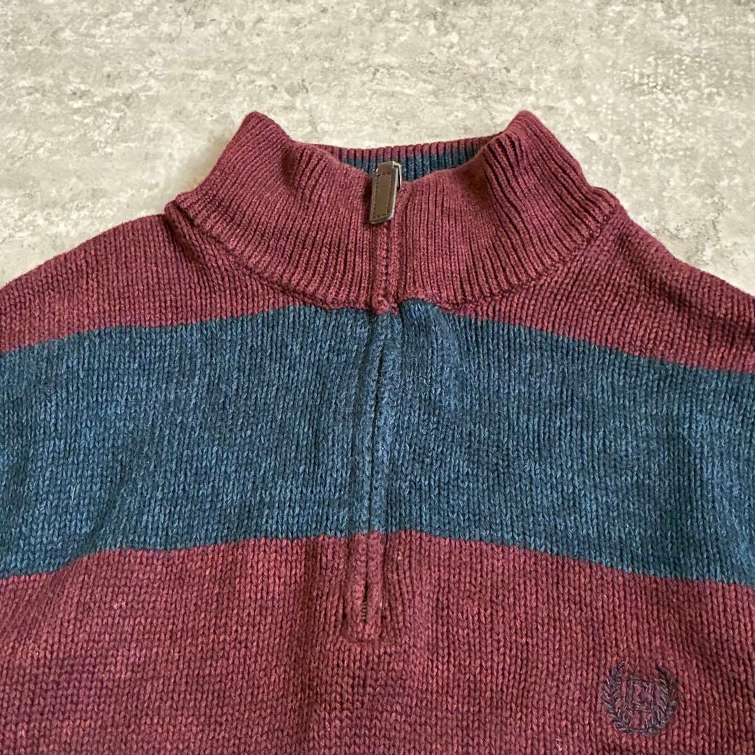 CHAPS コットン ボーダー ハーフジップ ニット セーター L アメカジ — image 5