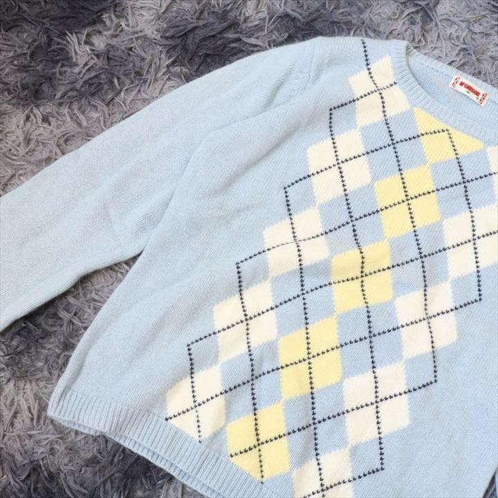 McGREGOR メンズ セーター アーガイル柄 カシミヤ混 ブルー M — image 2