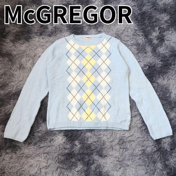 McGREGOR メンズ セーター アーガイル柄 カシミヤ混 ブルー M — image 3