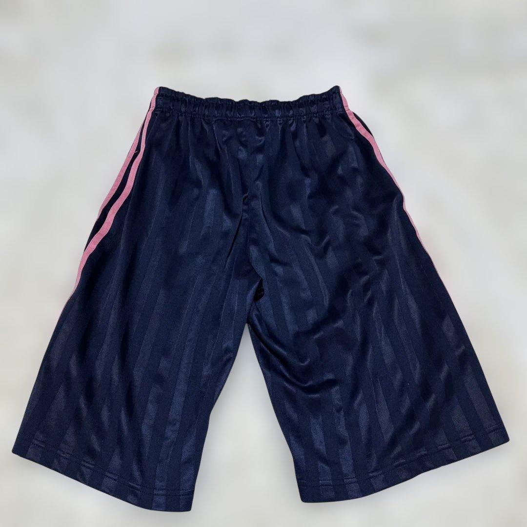 【Burst of Energy】ネイビー ピンクライン ジャージ ハーフパンツ — image 3