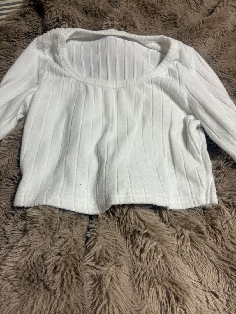 SHEIN リブニット クロップド丈 長袖 ホワイト — image 2