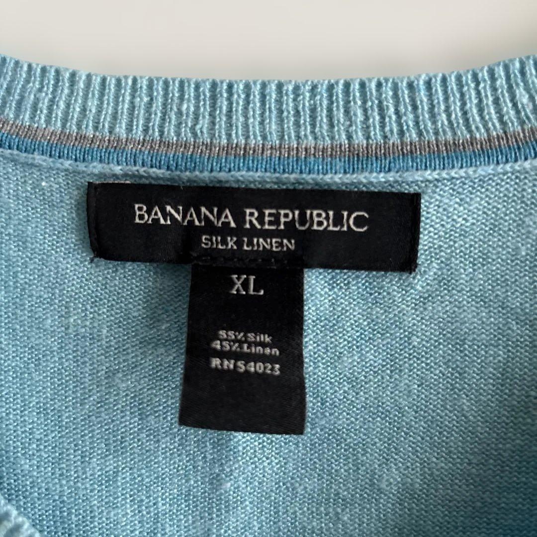 BANANA REPUBLIC Vネックニット シルクリネン混 XL — image 2