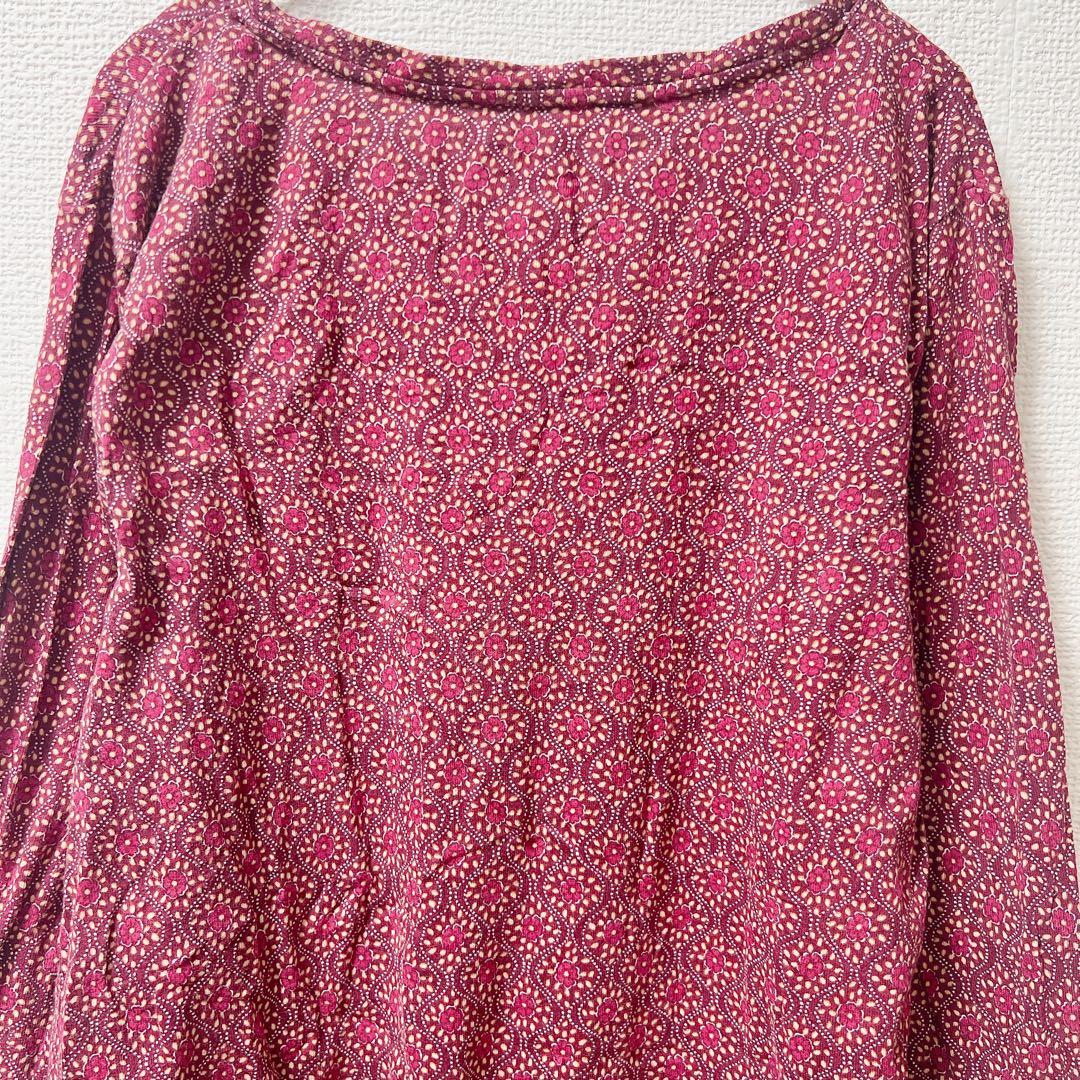 Croft & Barrow 花柄 総柄 ロンT ボルドー コットン100% — image 5