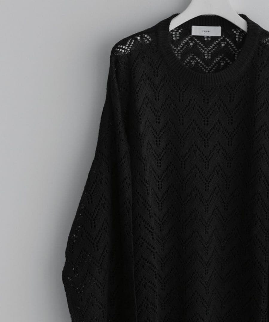 【美品】remer リメール ルーズ透かし編みオーバーニット ブラック M — image 2