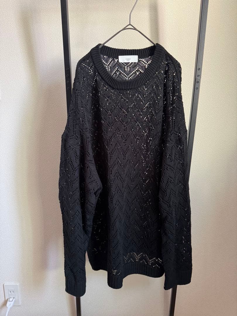 【美品】remer リメール ルーズ透かし編みオーバーニット ブラック M — image 3