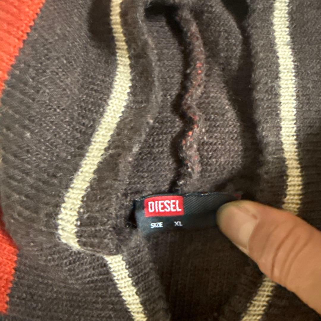 DIESEL ボーダー柄 フード付きニット セーター XL — image 3