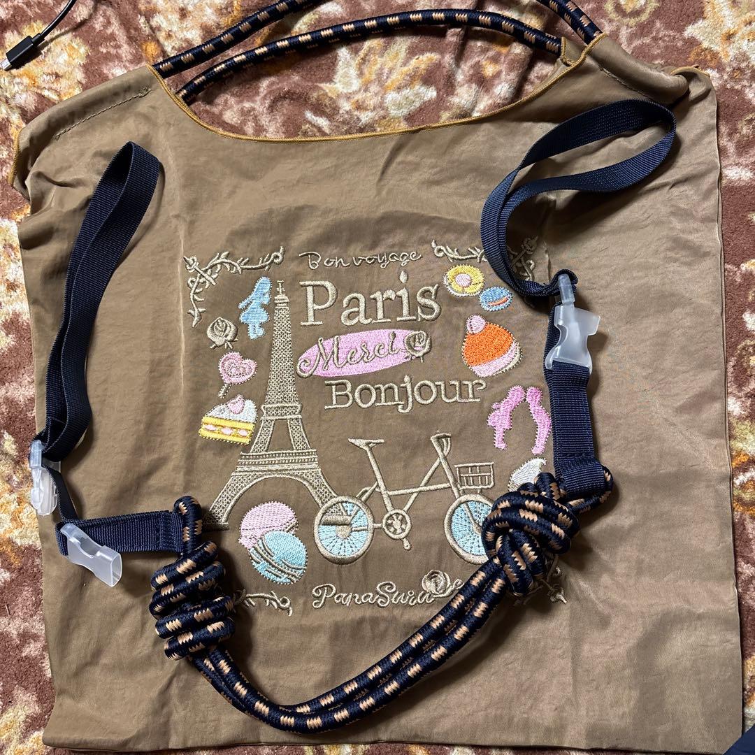 エコバッグ　刺繍エコバッグ　パリ　　M ナイロン　ストラップ　ショルダー　トート — image 2