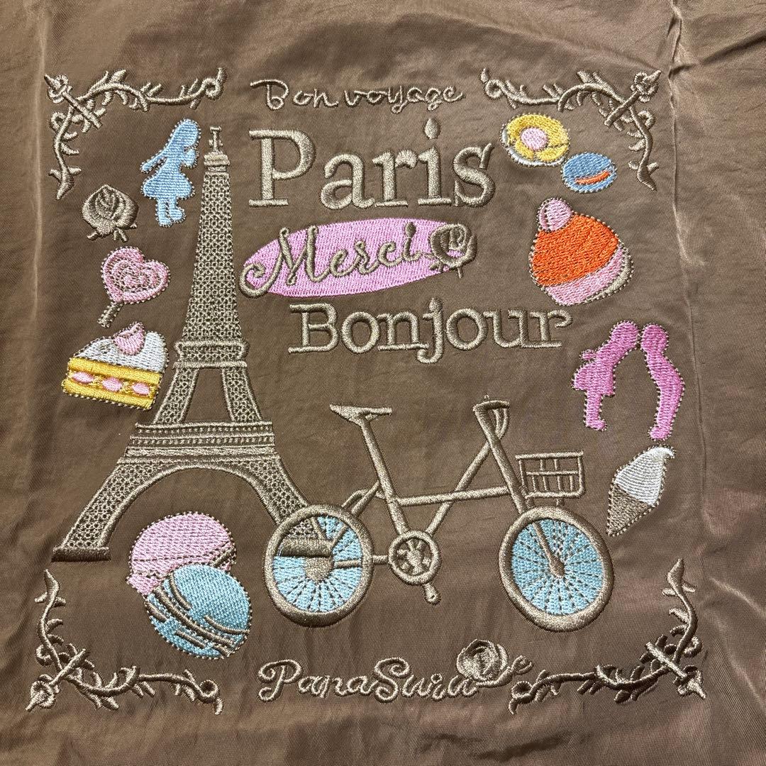 エコバッグ　刺繍エコバッグ　パリ　　M ナイロン　ストラップ　ショルダー　トート — image 3