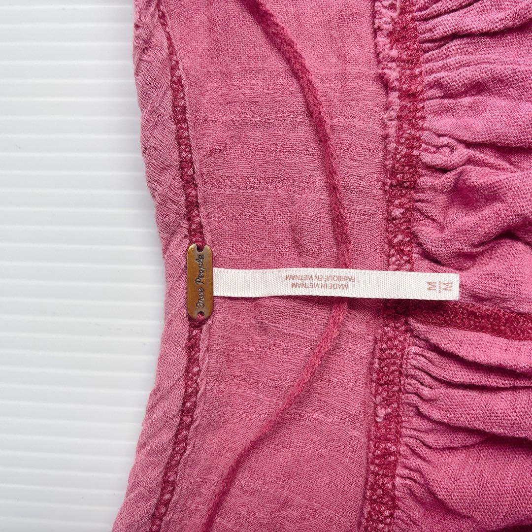 Free People リネン混 ヘンリーネック チュニックブラウス M ローズ — image 2
