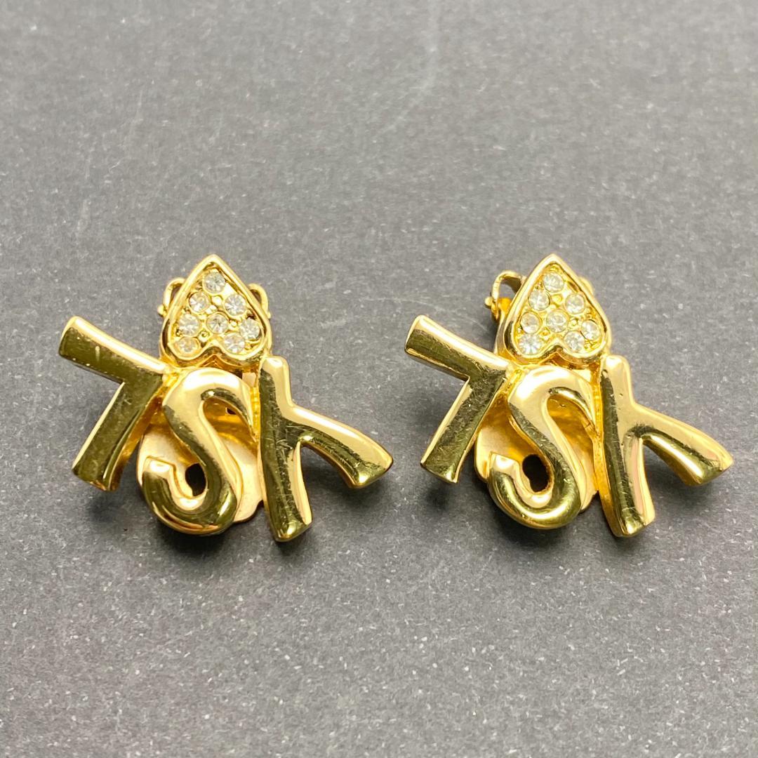 イヴサンローラン YSL イヤリング ハート ゴールド ラインストーン — image 3