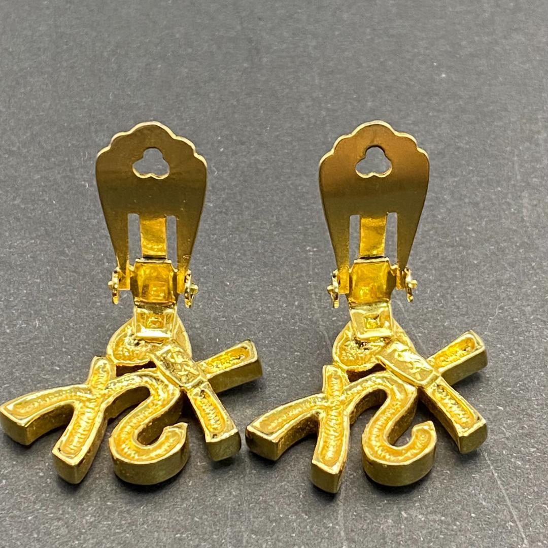イヴサンローラン YSL イヤリング ハート ゴールド ラインストーン — image 5