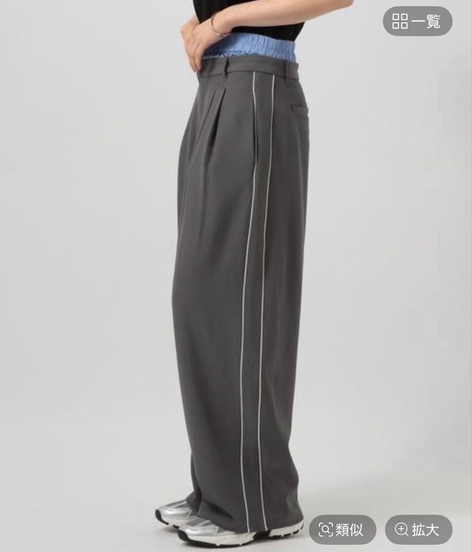 BAYFLOW ベイフロー シワになりにくいWウエストワイドパンツ グレー　M — image 2