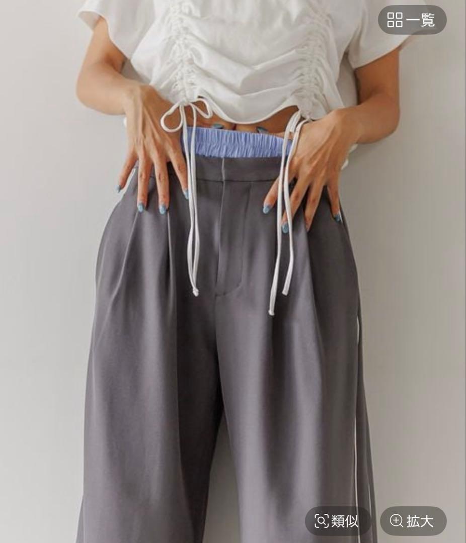 BAYFLOW ベイフロー シワになりにくいWウエストワイドパンツ グレー　M — image 4
