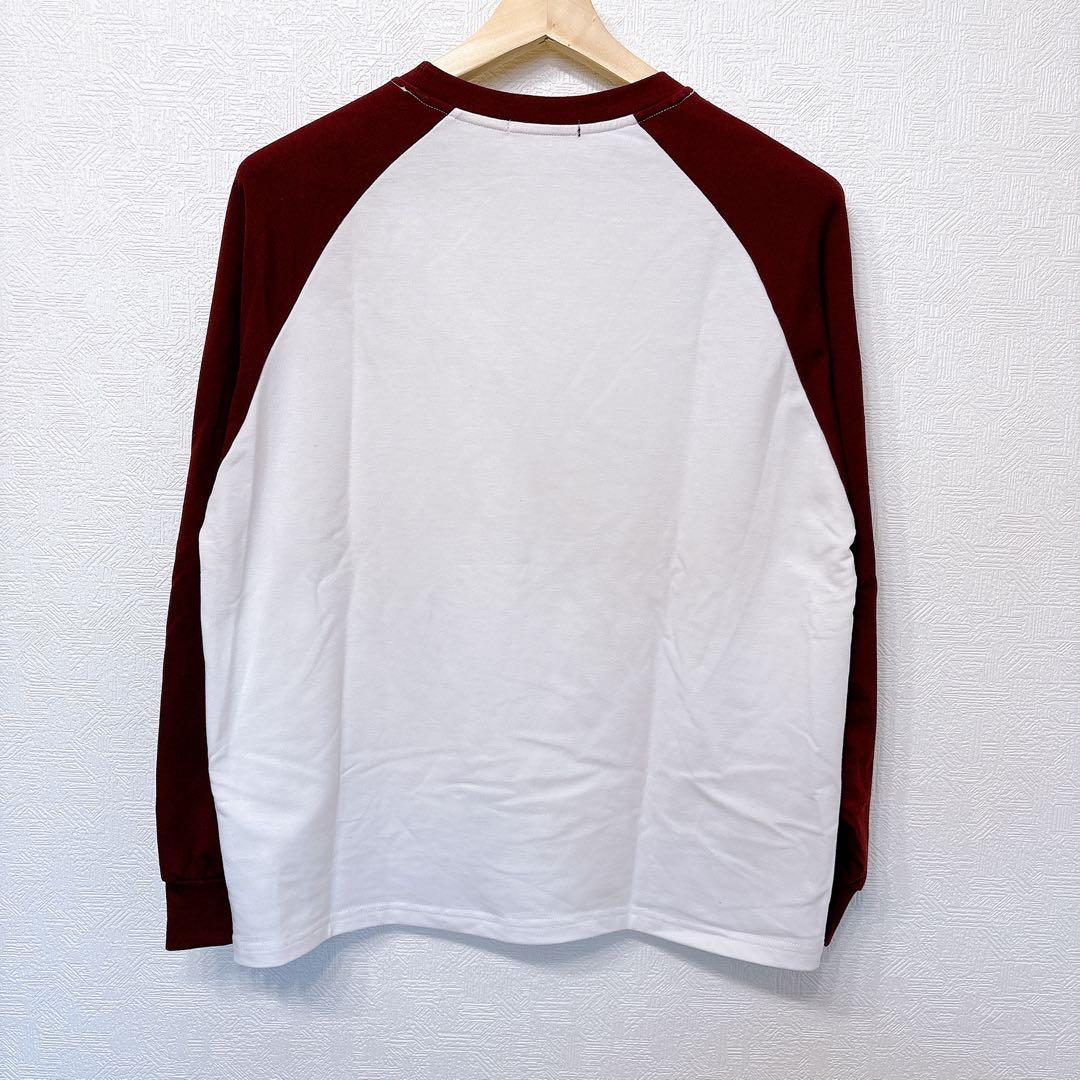 SHEIN DAZY(L)ラグランスリーブ ロゴワッペン トップス ボルドー — image 4