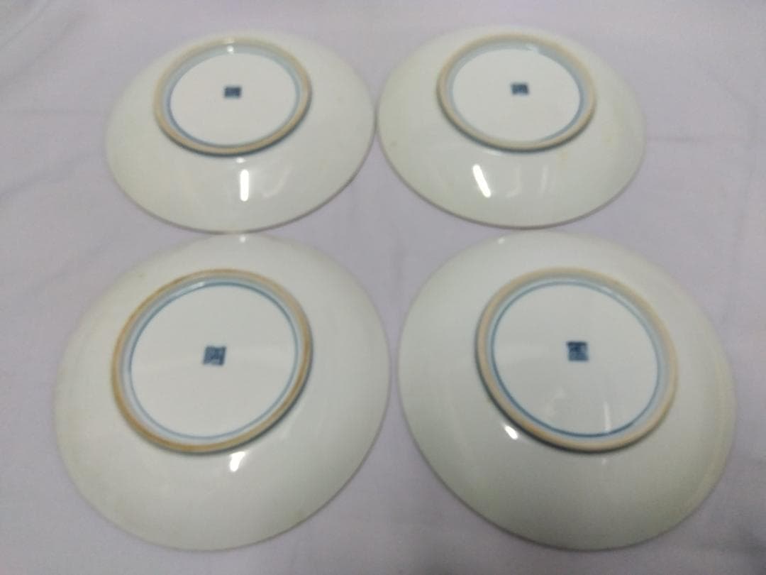 USED品【三洋陶器 龍峰窯（染付花更紗／花鳥文様）】18cm（4客セット） — image 2