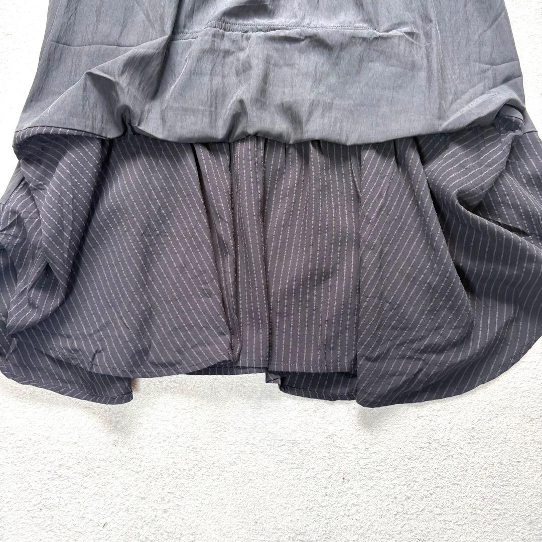 新品✨【ブリリアント】M-L 異素材ドッキング フレアスカート ブラック — image 3