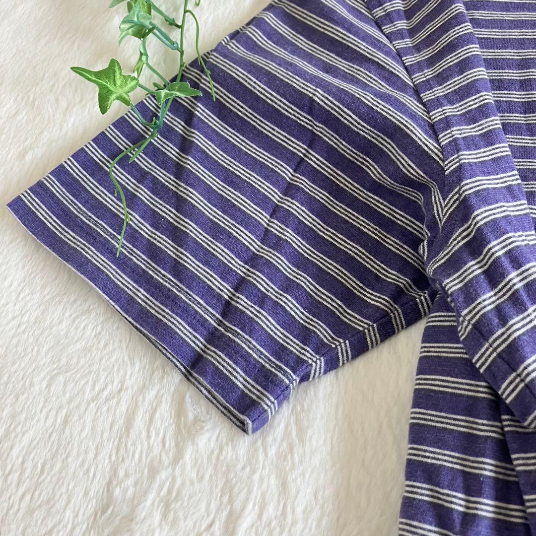 DKNY✨️ダナキャランニューヨーク(M)ポロシャツ ボーダー柄 パープル系 — image 3