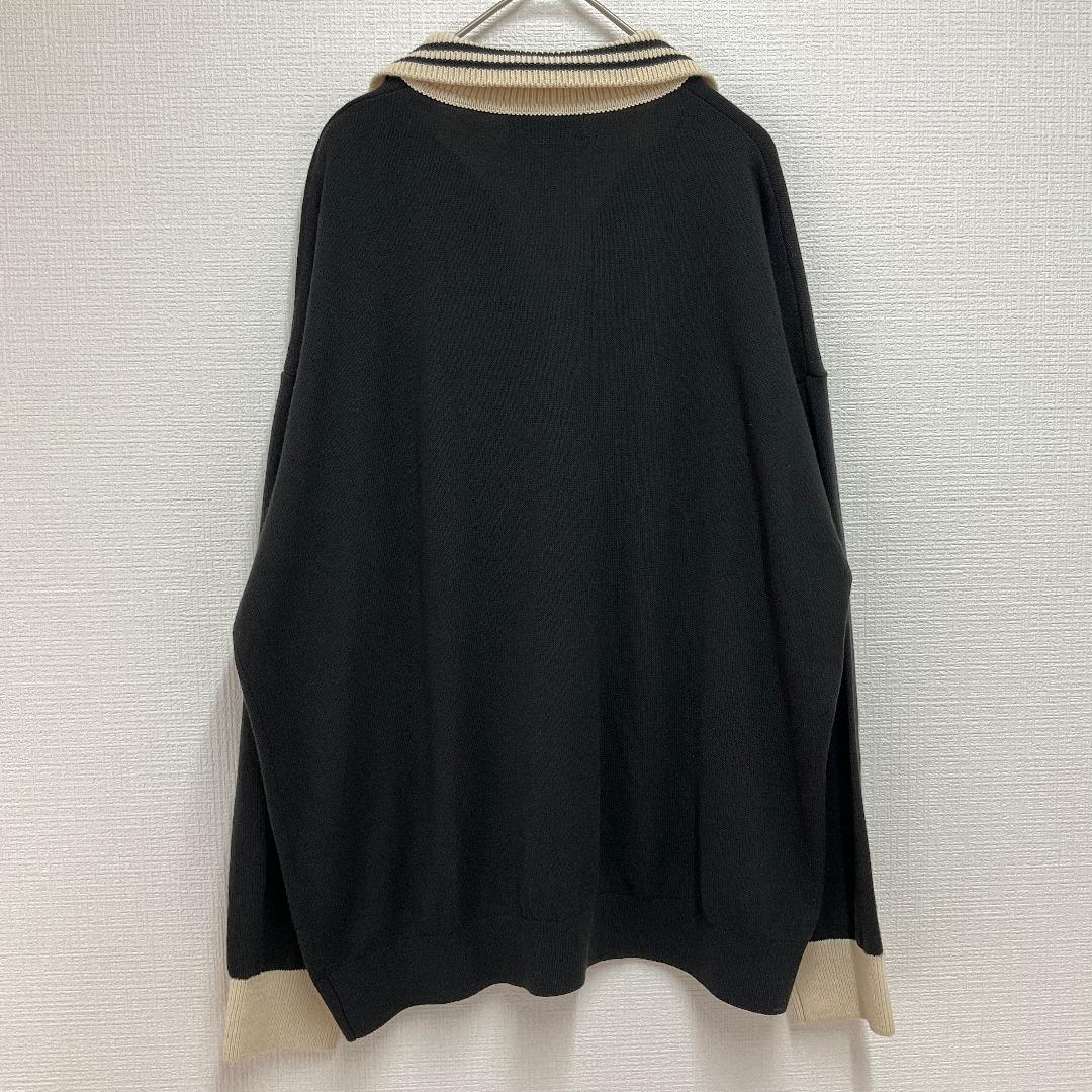 glamb ニットポロシャツ 襟ライン セパレートカラー 黒 スキッパー モード — image 5