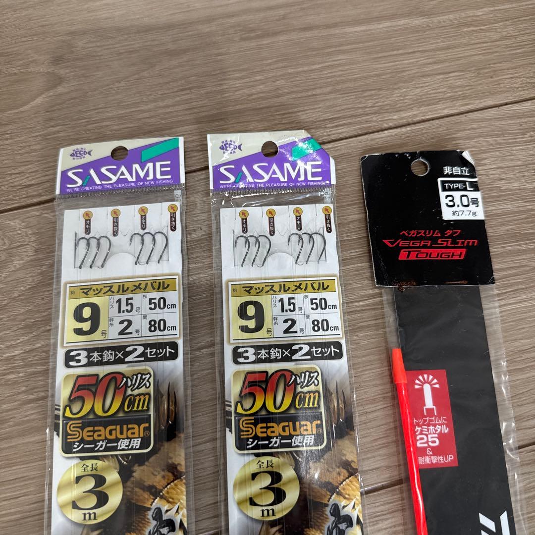 SASAME マッスルメバル 3本鈎 2セット ＆ Daiwa 浮き — image 2