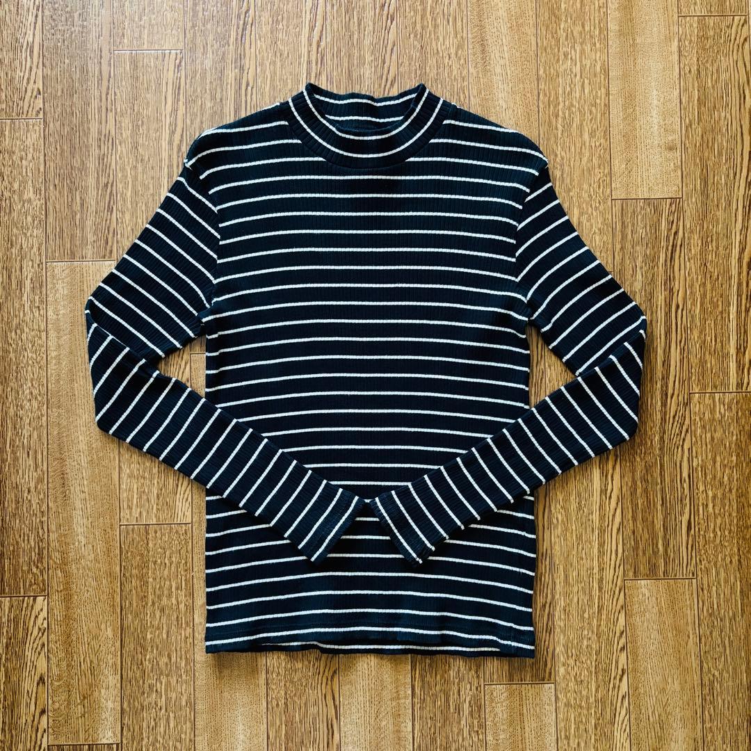 【UNIQLO】リブハイネックT ボーダー M — image 2