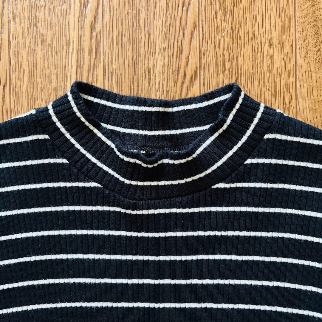 【UNIQLO】リブハイネックT ボーダー M — image 3
