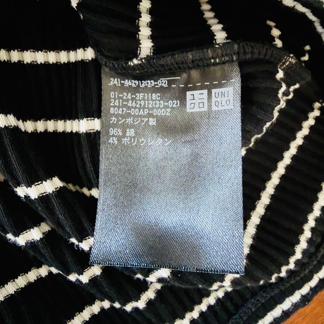 【UNIQLO】リブハイネックT ボーダー M — image 4