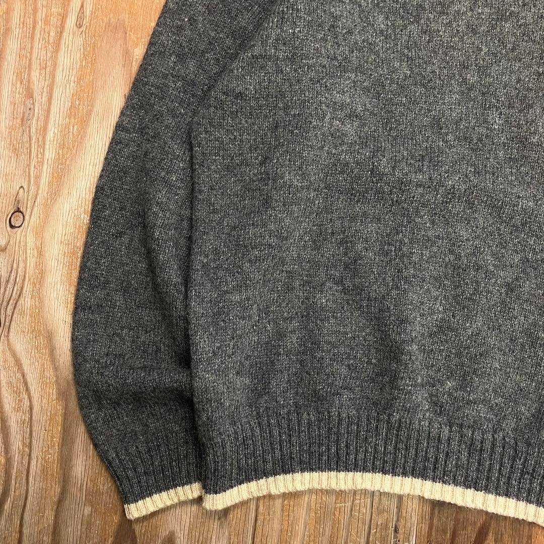 90s Vネック トリム ニットセーター グレー シティボーイ VINTAGE — image 4