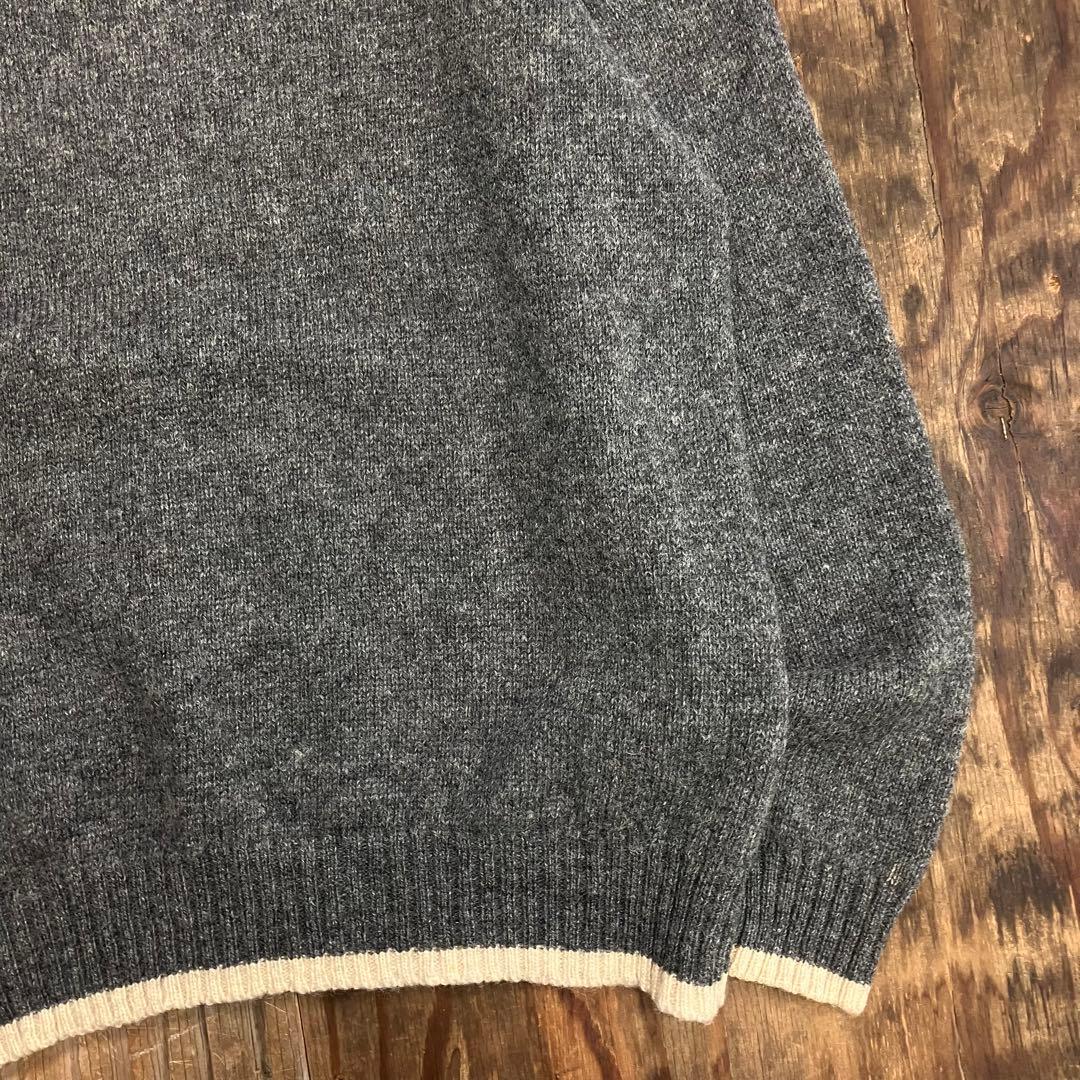 90s Vネック トリム ニットセーター グレー シティボーイ VINTAGE — image 5