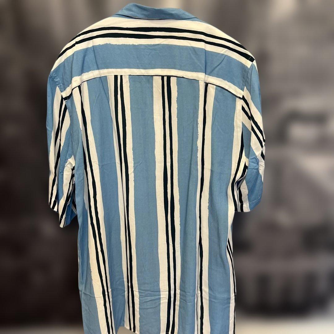 未使用品　ZARA ストライプ柄 半袖シャツ リラックスフィット Lサイズ — image 4