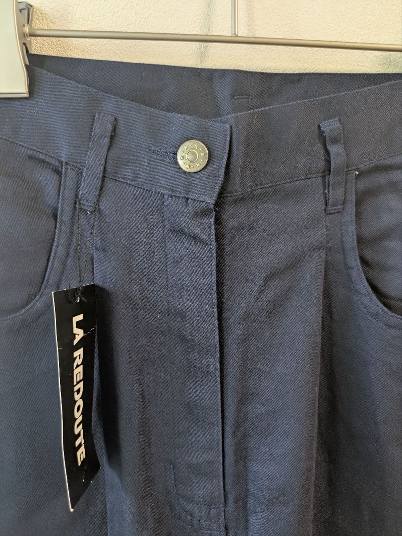 新品タグ付】LA REDOUTE コットンパンツ L　ネイビー　ゆったり綿100 — image 4