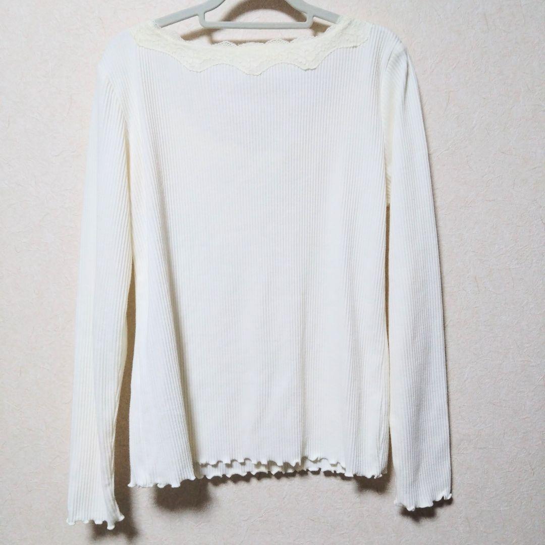 【Honeys】レース　リブ　カットソー　白　Lサイズ【ハニーズ】 — image 3