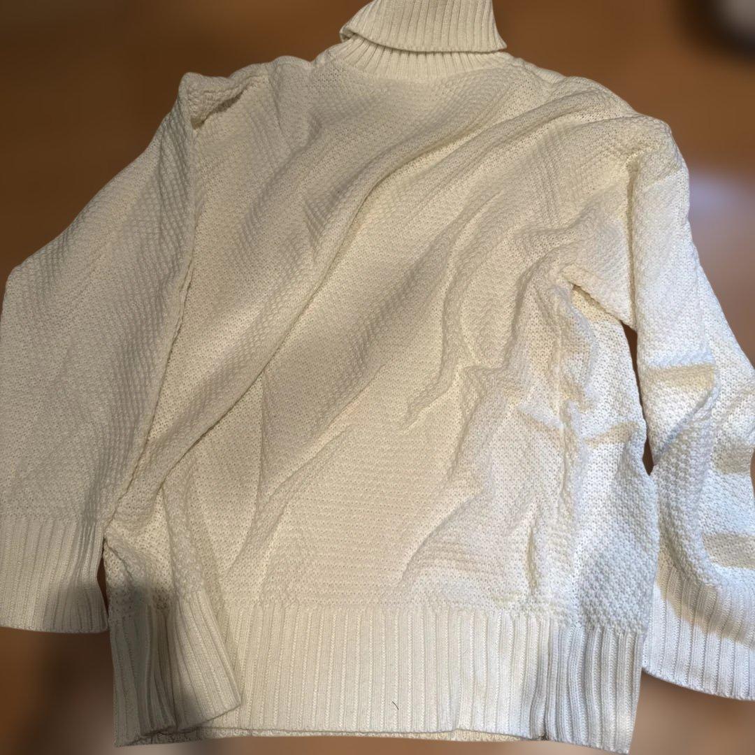 SHEIN タートルネック ケーブルニット セーター ホワイト M — image 2