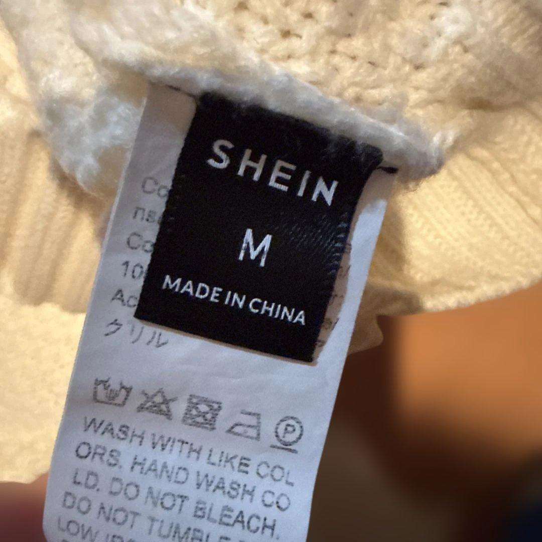 SHEIN タートルネック ケーブルニット セーター ホワイト M — image 3